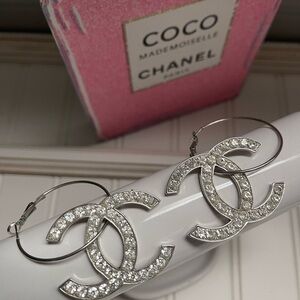 CC Style Rhinestone Hoop Earrings – Sparkly Fashion Jewelry
